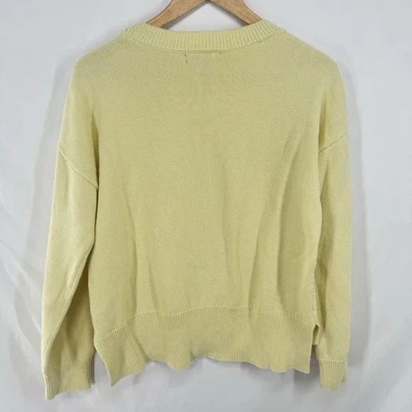 Chunky Knit Butter Yellow Sweater Womans L Minimalist Fisherman Coastal Luxury - Picture 4 of 7